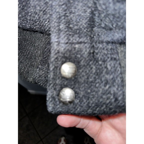 Vintage Woolrich Wool Bomber Jacket M Medium Charcoal Gray Black Plaid Lined - Picture 10 of 15